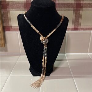 Simply Vera Vera Wang Cream and Gold Beaded Necklace with Tassel
